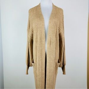 525 Neutral Ribbed Long Cardigan Sweater Size XS/Small